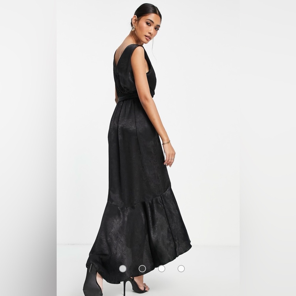 Flounce London Wrap Front Midaxi Dress in Black US Size 6 - Picture 3 of 12